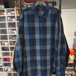 Alfani Blue Casual Button Down Shirt